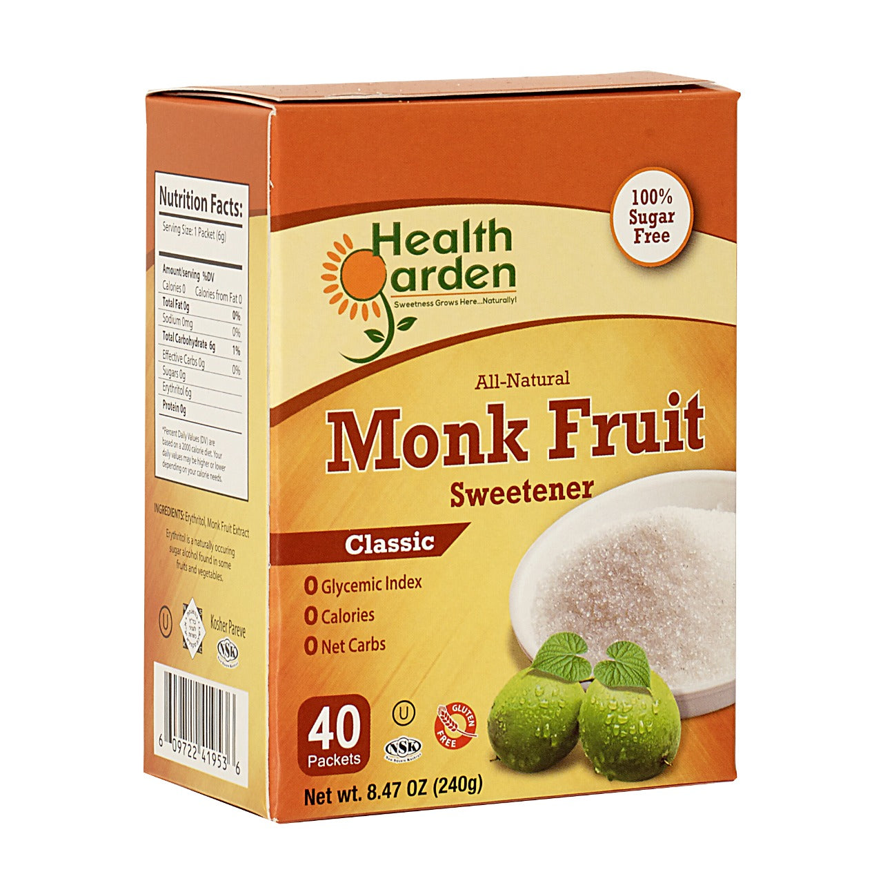 Edulzante Fruto del Monje de 40 sobrecitos. - Alimentos Saludables GT - Sugar & Sweeteners - Health Garden